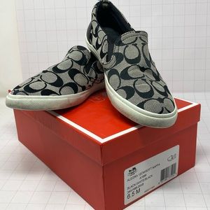Coach Alegra Fabric Upper Black & Gray Slip On Flats Size 6.5